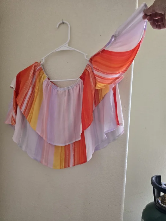 NWT BuddyLove Stripe Ruffle Off Shoulder Top S - Picture 2 of 5